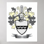Craig Family Crest Coat of Arms Poster (Vorne)