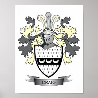 Craig Family Crest Coat of Arms Poster