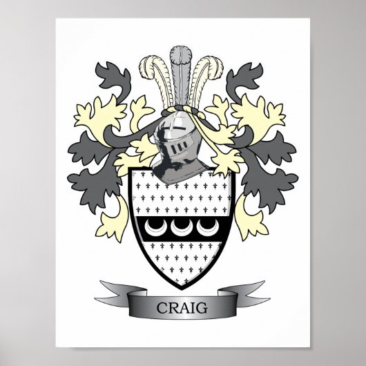 Craig Family Crest Coat of Arms Poster (Vorne)