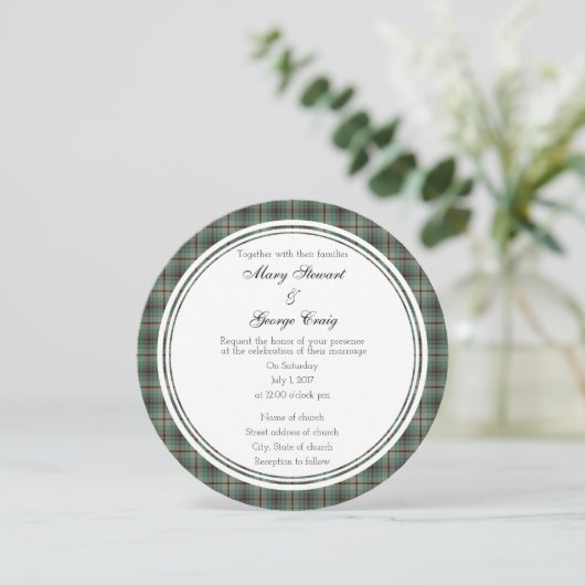 Craig Scottish Wedding Round Einladung (Stehend Vorderseite)