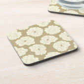 Cram Rose auf Golden Beige - nahtlos. Getränkeuntersetzer (Linke Seite)