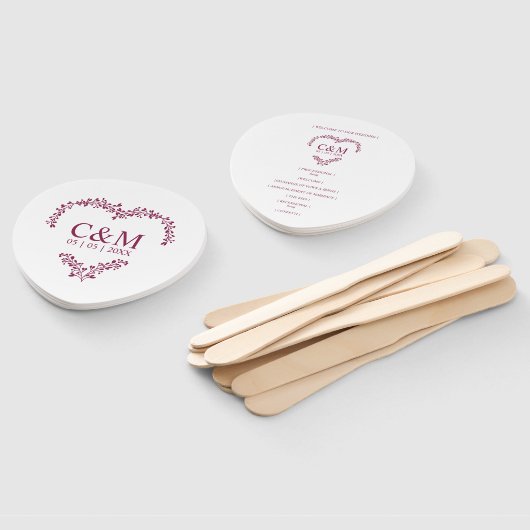 Cramberry Branches Heart with Initials Fächer (Non-assembled)