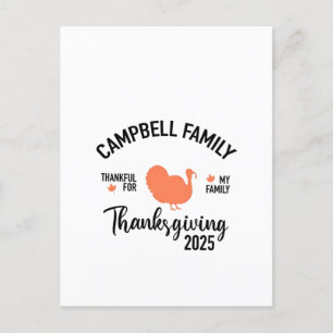 Crampbell Family 2025 Erntedank Türkei Abendessen Ankündigungspostkarte