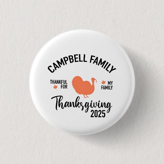 Crampbell Family 2025 Erntedank Türkei Abendessen Button (Vorderseite)