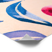 Cranberries und Blätter, wasserfarbene Wildbeere Poster (Ecke)