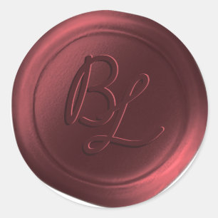 Cranberry 2 Letter Monogram Wax Siegel Stickers
