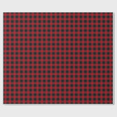 Cranberry Black Buffalo Kariert Tartan Kariert Geschenkpapier (Flach)