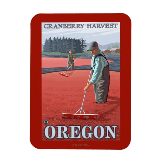 Cranberry Bogs Harvest Vintage Travel Poster Magnet (Vertikal)