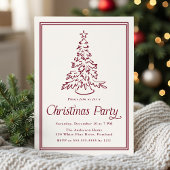 Cranberry Border Christmas Tree Party Einladung
