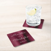 Cranberry Burgundy Elegante Hochzeit oder Empfang Rechteckiger Pappuntersetzer (Vor Ort)