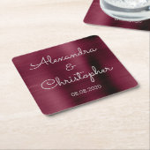 Cranberry Burgundy Elegante Hochzeit oder Empfang Rechteckiger Pappuntersetzer (angewinkelt)