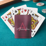 Cranberry Burgundy Lila Stainless Steel Monogram Spielkarten<br><div class="desc">Cranberry Burgundy Lila Imitate Metallic Edelstahl Elegant Monogram Playing Cards. Diese Spielkarten können so angepasst werden,  dass sie Ihren Anfangs- und Vornamen enthalten und ein großartiges Gastgeschenk für eine Geburtstagsfeier,  ein Brautparty oder einen Junggeselinnen-Abschied machen.</div>