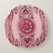 Cranberry Cherry Lace Kunst Rundes Kissen (Vorderseite)