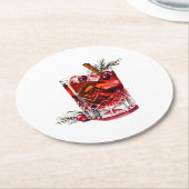 Cranberry Cinnamon Whiskey Sauberer Cocktail Runder Pappuntersetzer (Angewinkelt)
