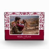 Cranberry Damask Christmas Custom Fotoblock (Vorderseite)
