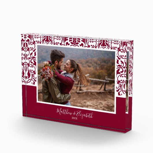 Cranberry Damask Christmas Custom Fotoblock (Rechts)