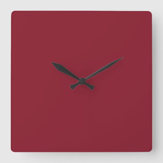 Cranberry Dark Red Solid Trend Farbe Hintergrund Quadratische Wanduhr (Vorderseite)