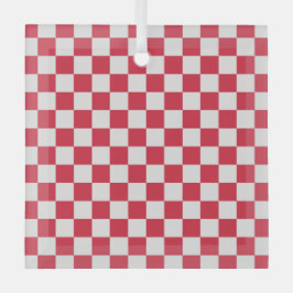 Cranberry fizz checkerboard pattern ornament aus glas
