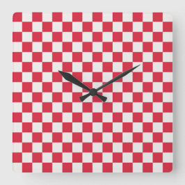 Cranberry fizz checkerboard pattern quadratische wanduhr