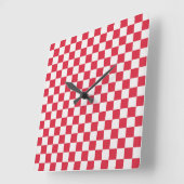 Cranberry fizz checkerboard pattern quadratische wanduhr (Winkel)