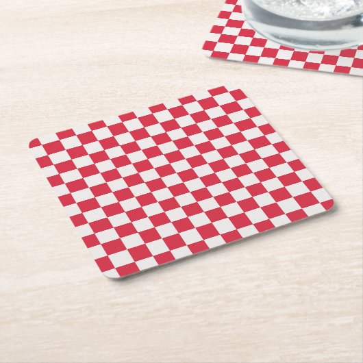 Cranberry fizz checkerboard pattern rechteckiger pappuntersetzer (angewinkelt)