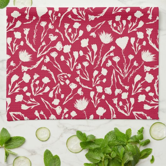 Cranberry Floral for Kitchen Gift Geschirrtuch (Gefaltet)
