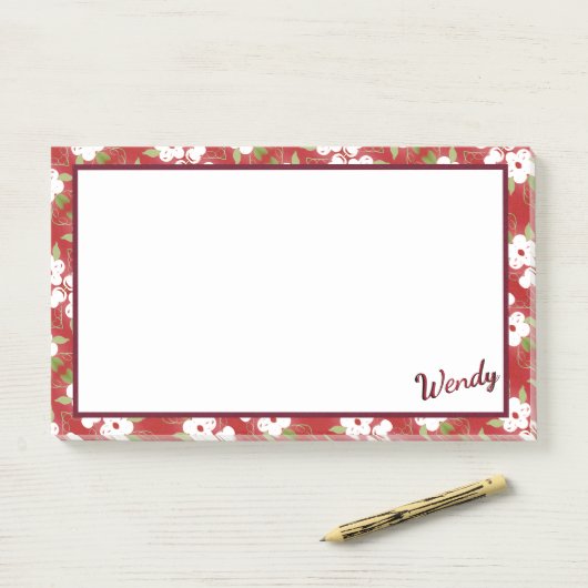 Cranberry Floral Post-it Notes für Wendy oder Sie Klebezettel (Auf Schreibtisch)