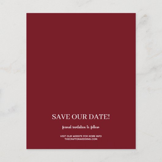 Cranberry Foto Hochzeit speichern das Datum (Rückseite)