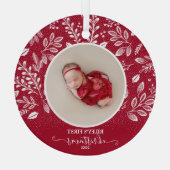 Cranberry für das erste Weihnachtsfest des Babys Ornament Aus Glas (Rückseite)