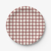 Cranberry Gingham Red Maroon Pappteller (Vorderseite)