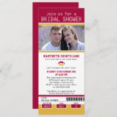 Cranberry Gold Football Ticket Brautparty Einladung (Vorne/Hinten)