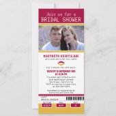 Cranberry Gold Football Ticket Brautparty Einladung (Vorderseite)