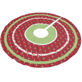 Cranberry Green Polka-dot Fun Christmas Tree Skirt Polyester Weihnachtsbaumdecke