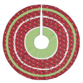 Cranberry Green Polka-dot Fun Christmas Tree Skirt Polyester Weihnachtsbaumdecke (Vorderseite)