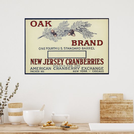 Cranberry-Gütezeichen für Eichen Poster (Küche)