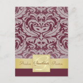 Cranberry Half Damask Gold Save the Date Postkarte (Vorderseite)