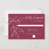 Cranberry Hand Drawn Foliage Wedding Response Card RSVP Karte (Vorderseite)