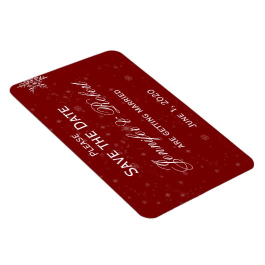 Cranberry-Hochzeit mit weißen Schneeflocken - das Magnet (Rechte Seite)