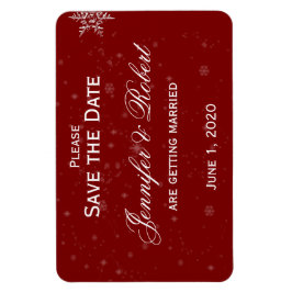 Cranberry-Hochzeit mit weißen Schneeflocken - das Magnet