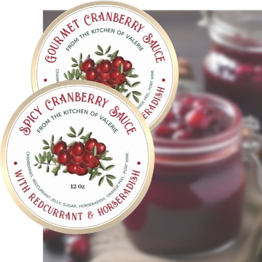 Cranberry Horseradish Sauce mit Red Currant Runder Aufkleber