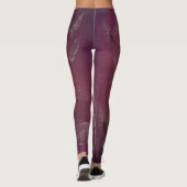 Cranberry & Imitate Silberne Blätter Leggings (Rückseite)