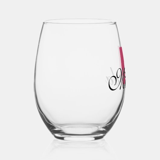 Cranberry Initial und Black Name | Modern Weinglas Ohne Stiel (Rechts)