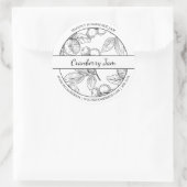 Cranberry-Jam-Label für Schwarz-Weiß-Sketch Runder Aufkleber (Tasche)