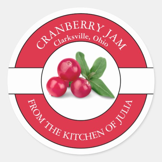 Cranberry Jam Label Runder Aufkleber (Vorderseite)