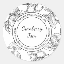 Cranberry Jam Sketch Modernes Label Runder Aufkleber