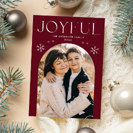 Cranberry Joyful-Schneeflocken-Bogen-Foto Feiertagskarte