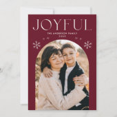 Cranberry Joyful Snowflake Arch Foto Feiertagskarte (Vorderseite)