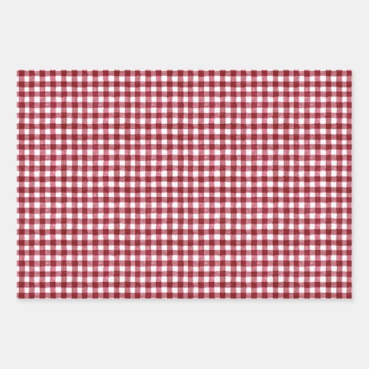 Cranberry Kariert Wrapping Paper Flat Sheet Set 3 Geschenkpapier Set (Vorderseite 2)