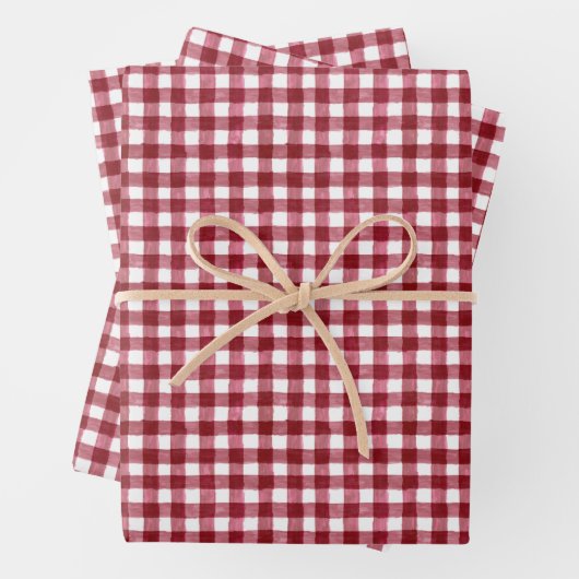 Cranberry Kariert Wrapping Paper Flat Sheet Set 3 Geschenkpapier Set (Beispiel)