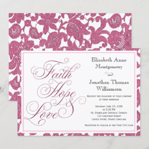 Cranberry Lace Faith Hope & Liebe Wedding Einladung